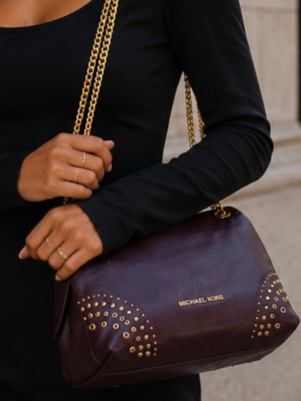 Michael Kors Damson Medium Chain Messenger Leather shoulder Bag 35F8GTTM6L New
